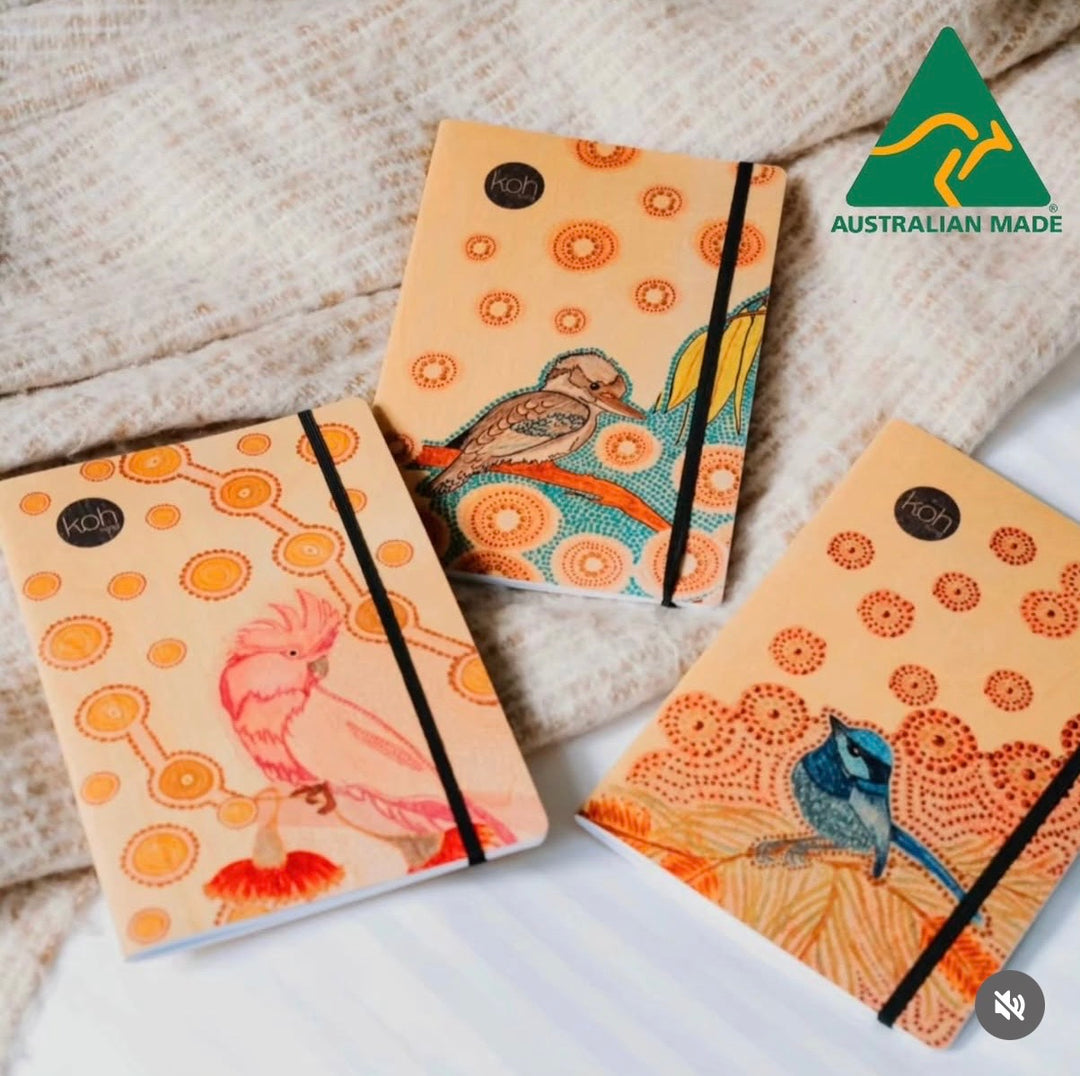 Koh Living Aboriginal Art A5 Ruled Journal with Wood Cover