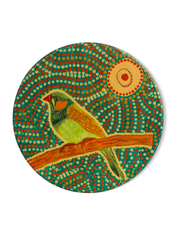 Aboriginal Finch Ceramic Coaster