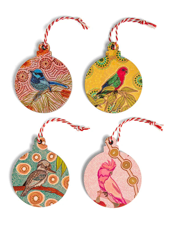 Aboriginal Dreamtime Symphony 4Pack Christmas Decorations
