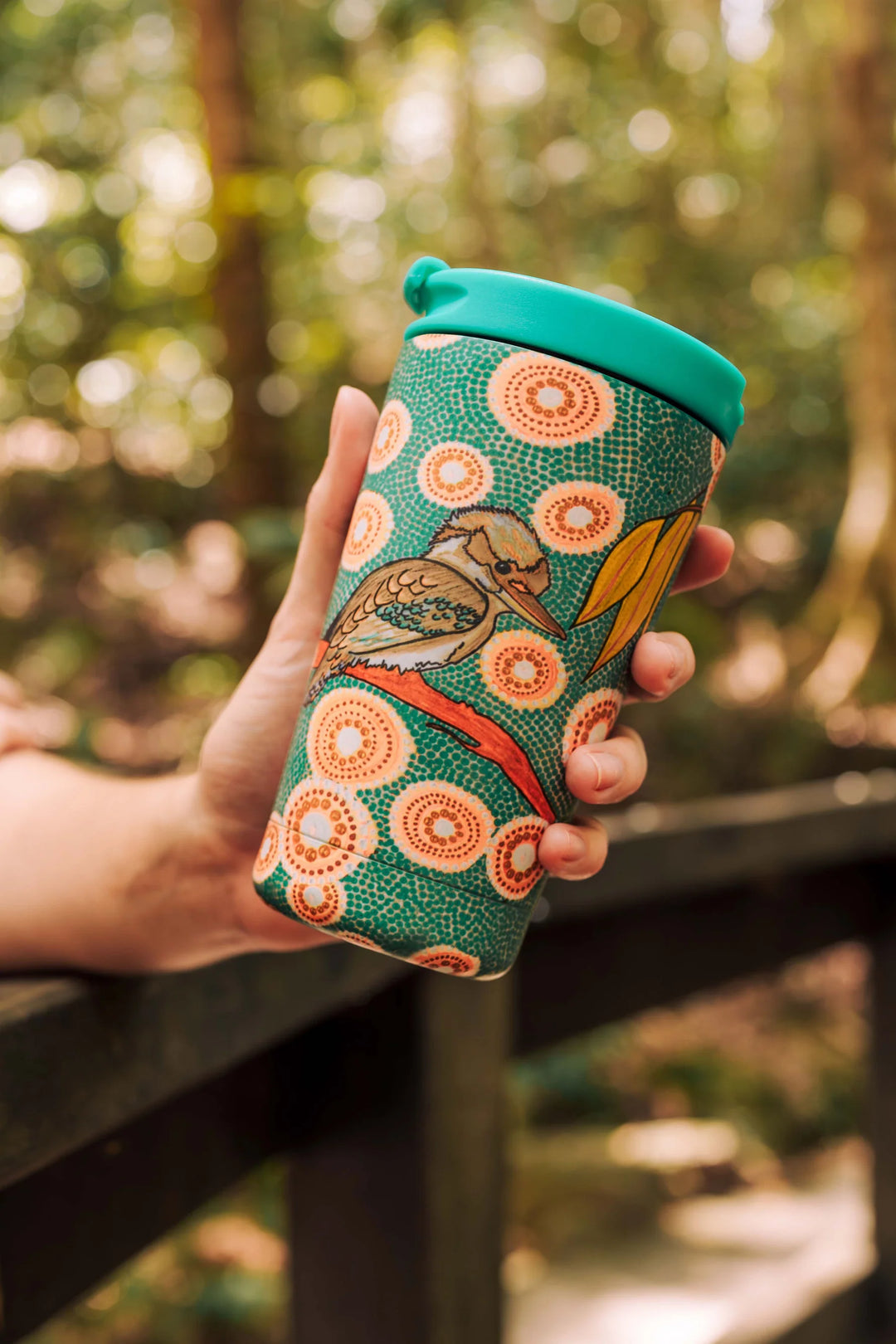 Aboriginal Kookaburra 350ml Stainless Steel Travel Mug