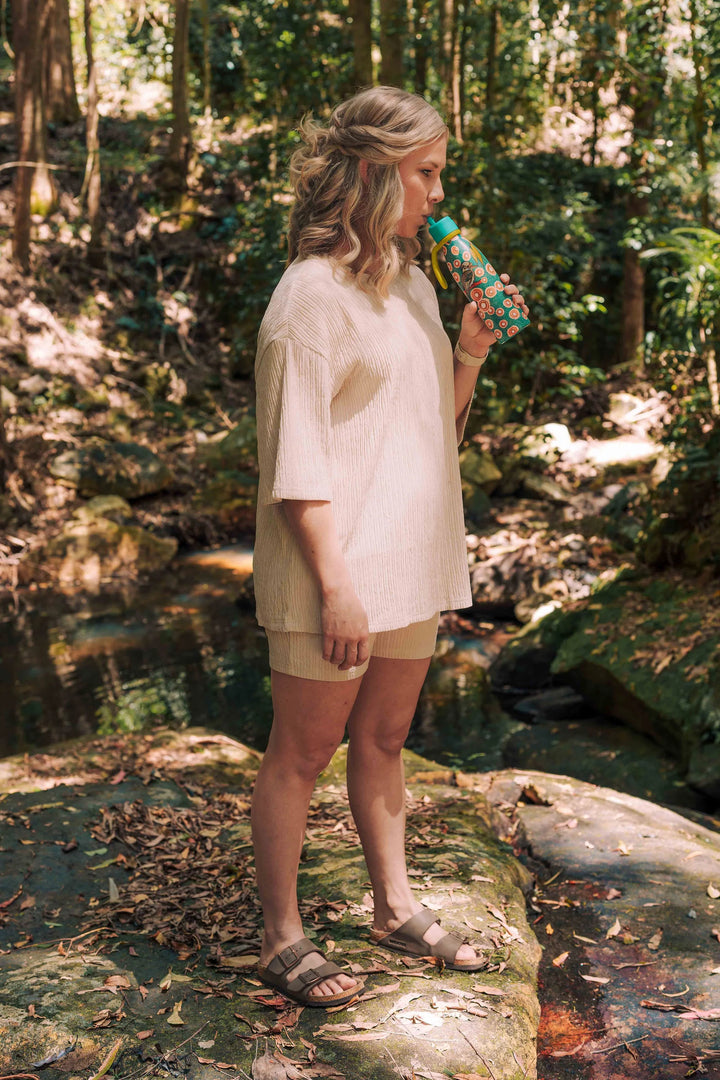 Aboriginal Kookaburra Silicone Handle Water Bottle