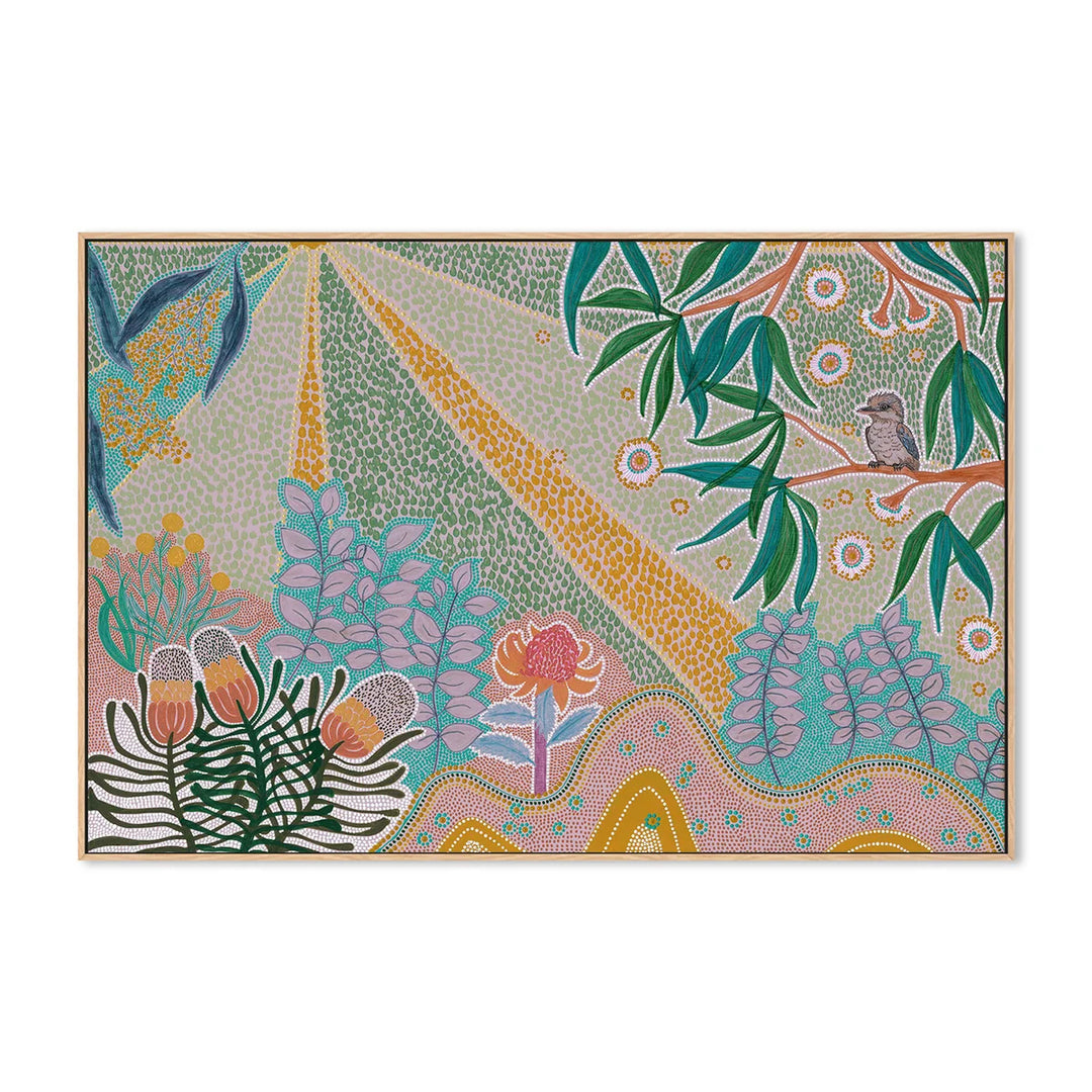 Laughter among the blooms 60x90cm / Framed Canvas