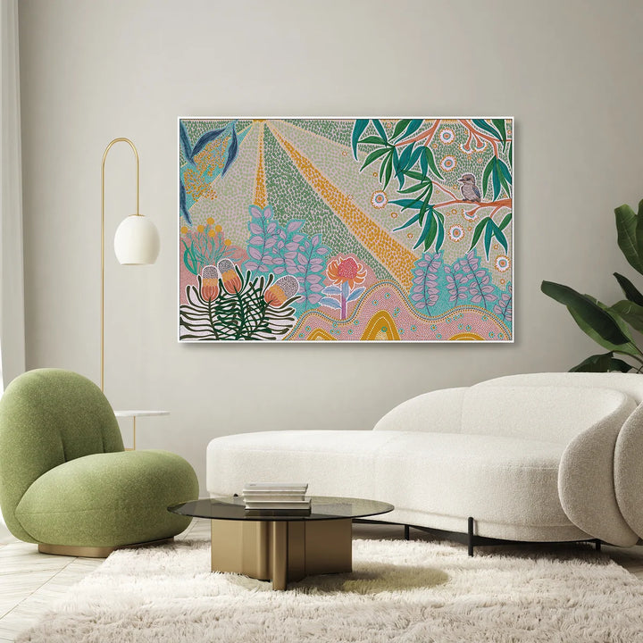 Laughter among the blooms 60x90cm / Framed Canvas