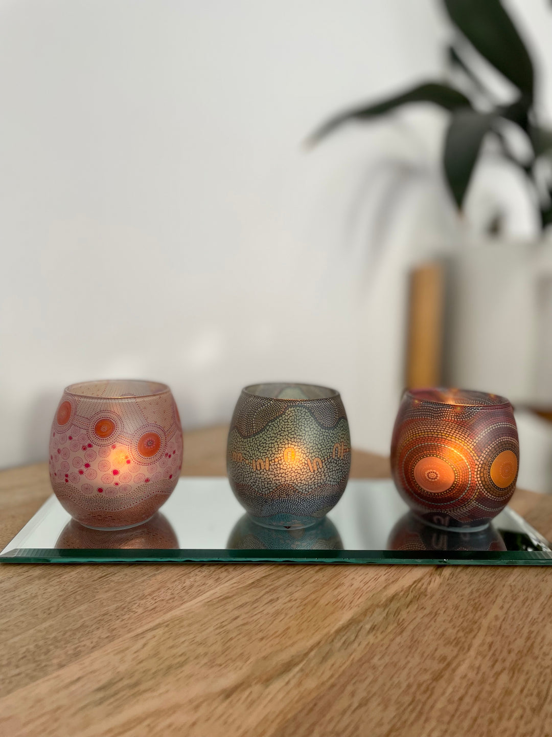 'By Meeka' Glass Tea Light Holder Set